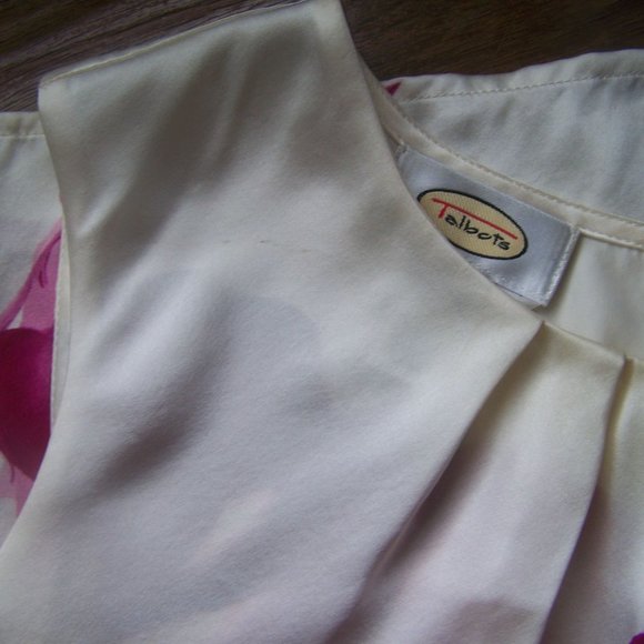 Talbots Silk Top Tunic Pink 10 Sleeveless Floral - Picture 6 of 8